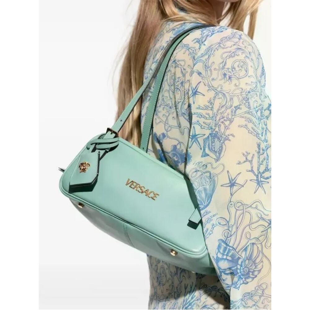 Versace tag shoulder bag leather green NEW - Picture 8 of 8